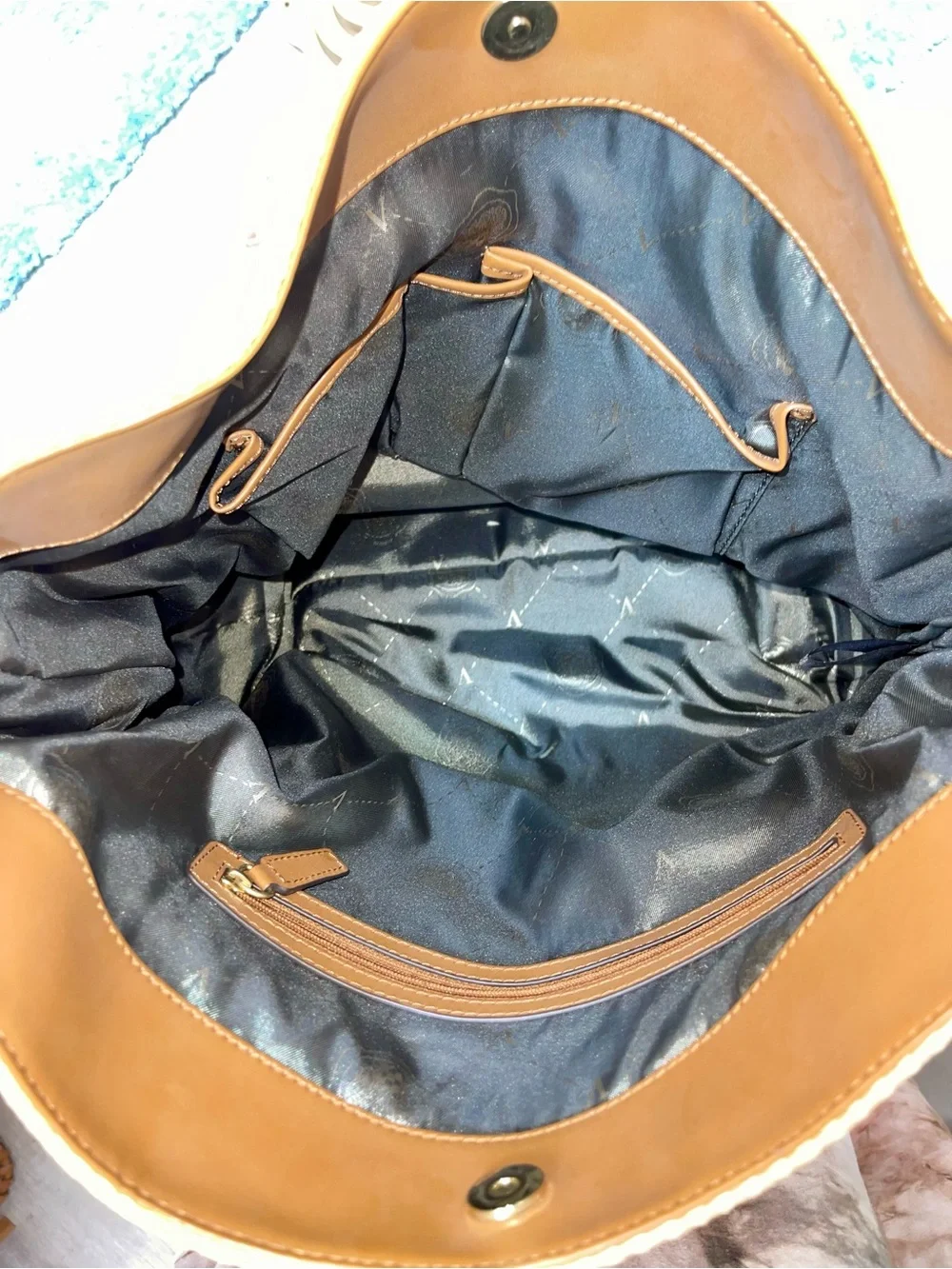 Vince Camuto Straw & Leather Hobo Bag